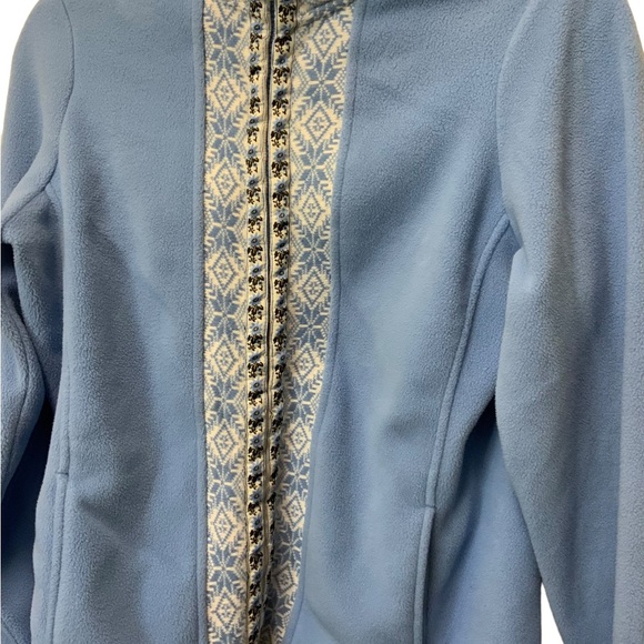 Vintage Y2K LL Bean Blue Nordic Design Full Zip Fleece Jacket Size S/M - Picture 2 of 5